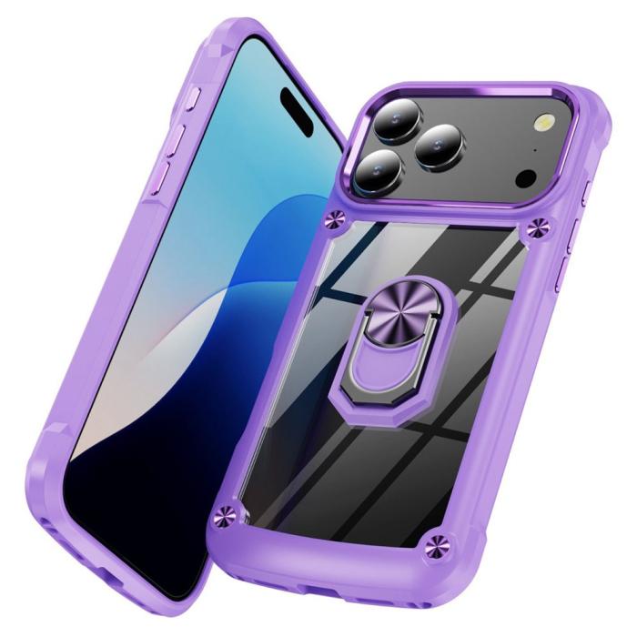 Bild 2,  iPhone 17 Pro Skal Shockproof Ring Hybrid Lila - Teknikhallen.se