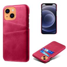 KSQ iPhone 13 Mini - KSQ L&auml;der Skal Med Kortfack - Rosa - Teknikhallen.se