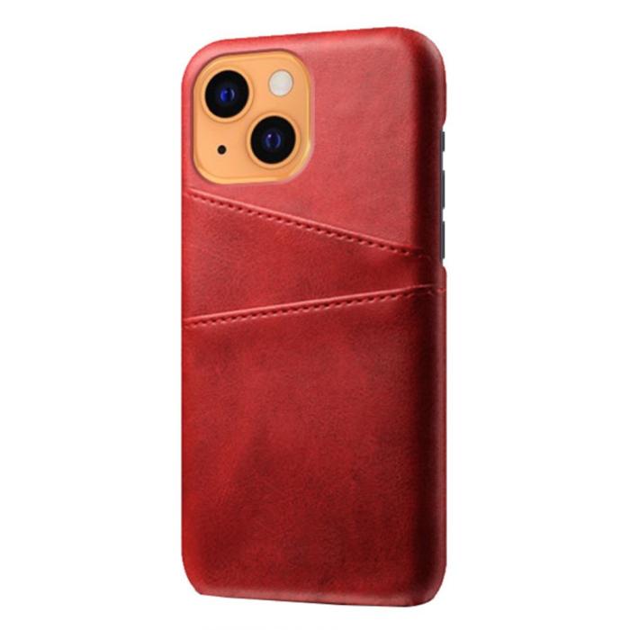 Bild 2, KSQ iPhone 13 Mini - KSQ Läder Skal Med Kortfack - Röd - Teknikhallen.se