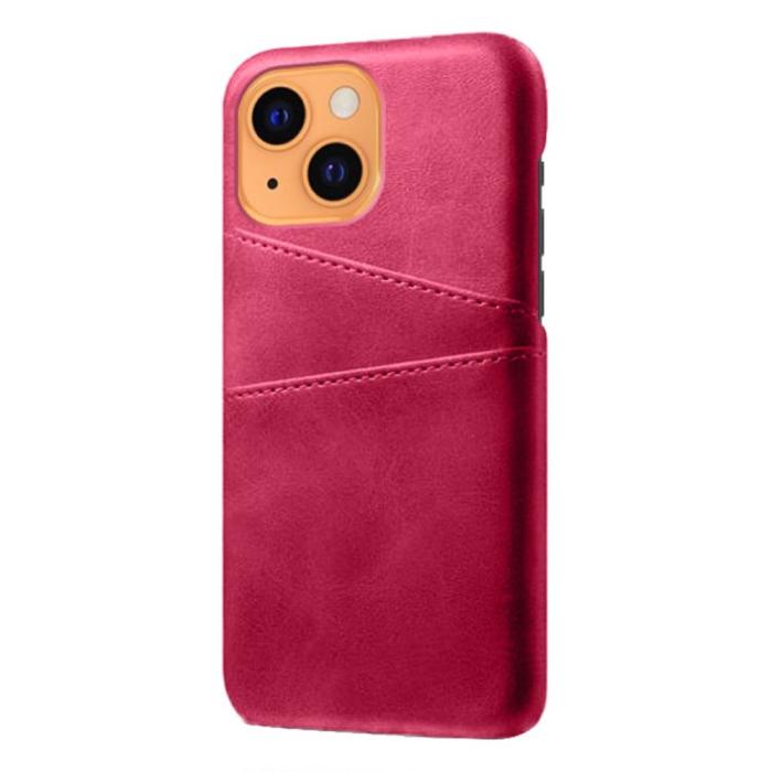 Bild 2, KSQ iPhone 13 Mini - KSQ Läder Skal Med Kortfack - Rosa - Teknikhallen.se