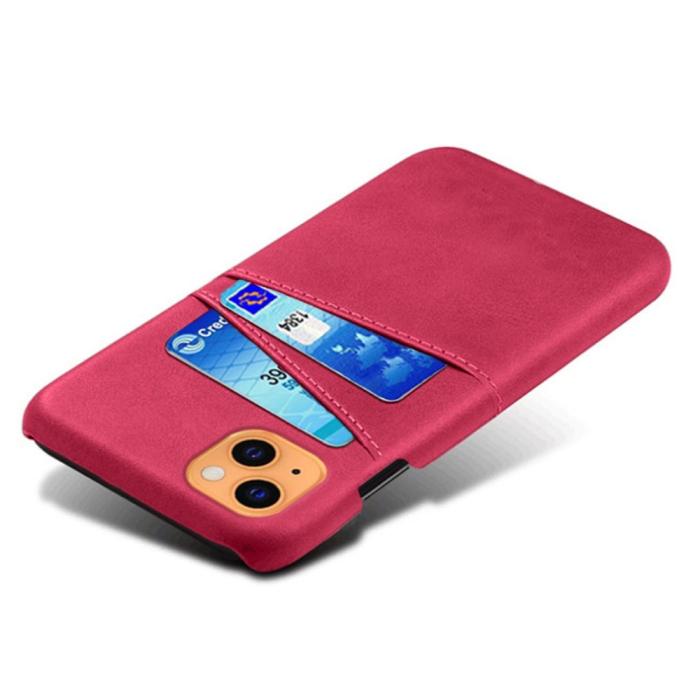 Bild 3, KSQ iPhone 13 Mini - KSQ Läder Skal Med Kortfack - Rosa - Teknikhallen.se