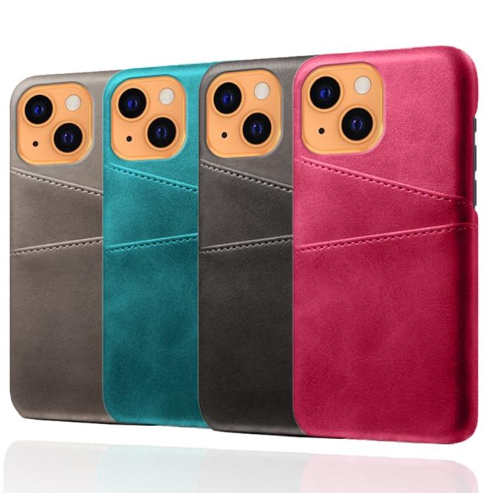 Bild 5, KSQ iPhone 13 Mini - KSQ Läder Skal Med Kortfack - Rosa - Teknikhallen.se