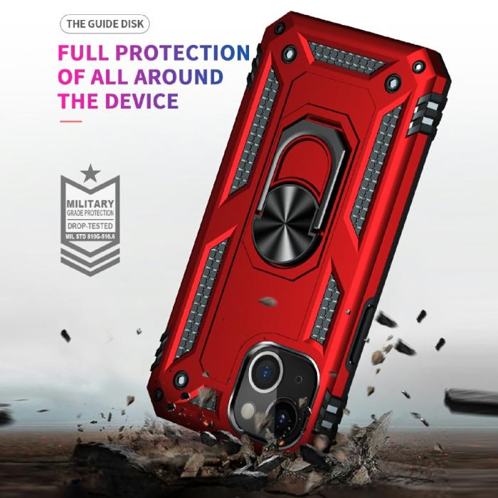 Bild 4,  iPhone 13 Mini - Shockproof Hybrid Ring Skal - Röd - Teknikhallen.se