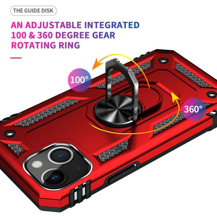 Bild 5,  iPhone 13 Mini - Shockproof Hybrid Ring Skal - Röd - Teknikhallen.se