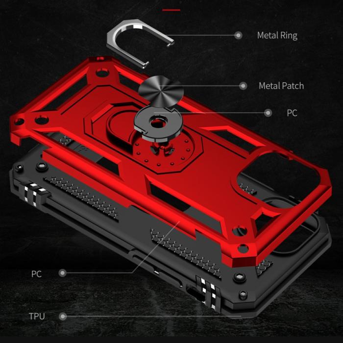 Bild 6,  iPhone 13 Mini - Shockproof Hybrid Ring Skal - Röd - Teknikhallen.se