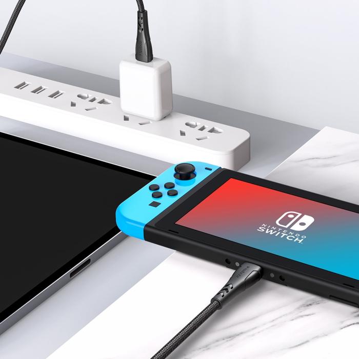 Bild 4, MCDODO MCDODO Snabbladdare 1.2m USB-C - USB-C Nylon Kabel - Svart - Teknikhallen.se