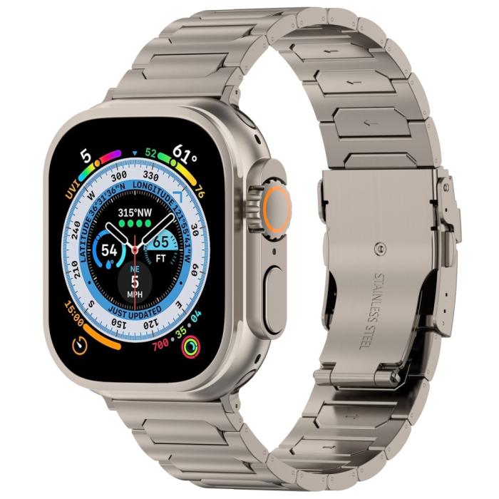 Bild 2,  Apple Watch 42/44/45/46/49 mm Armband Metall Titanium - Teknikhallen.se