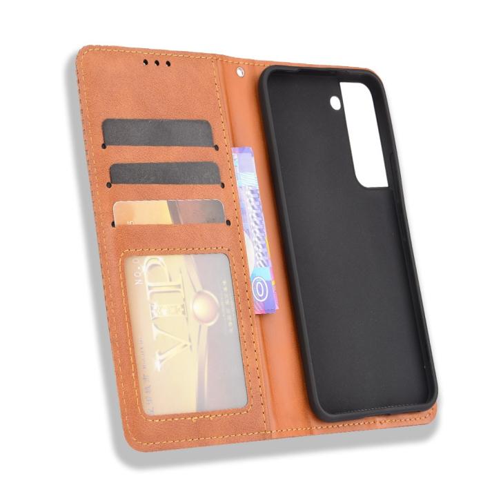 Bild 6,  Samsung Galaxy S22 Plus Fodral Flip Vintage Brun - Teknikhallen.se