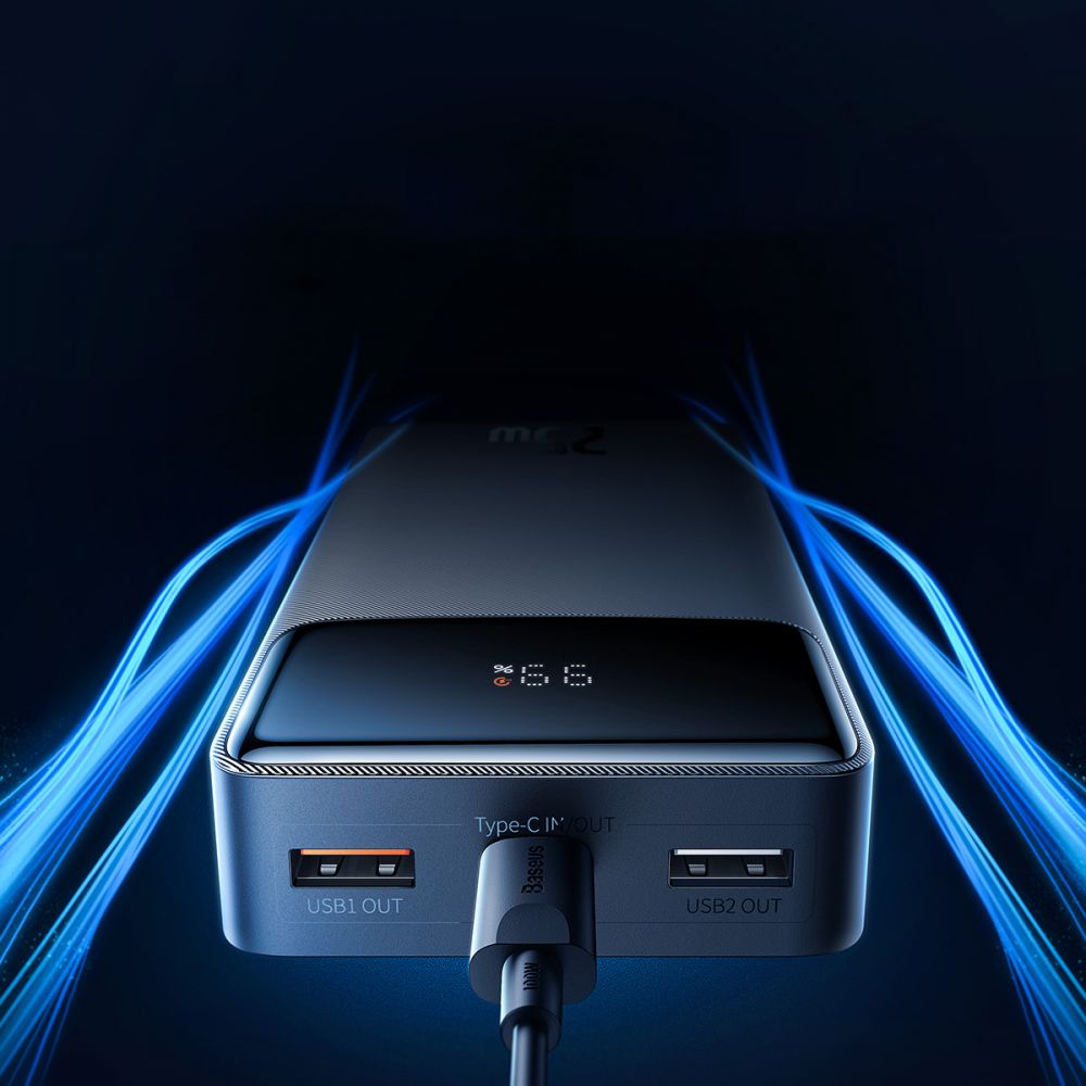 BASEUS Baseus 20000 mAh Power Bank 25W PD QC Inkl. USB-C Kabel Svart - Teknikhallen.se