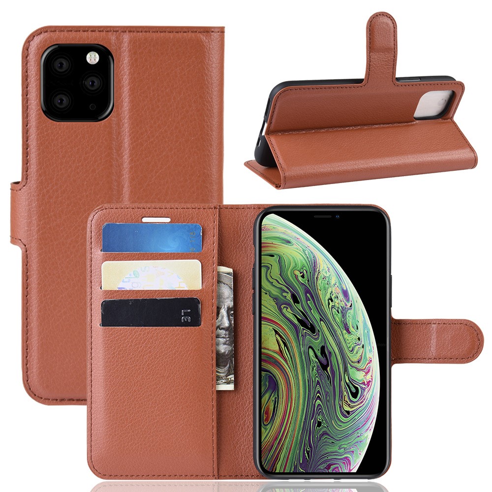  iPhone 11 Pro Fodral Litchi Läder Brun - Teknikhallen.se