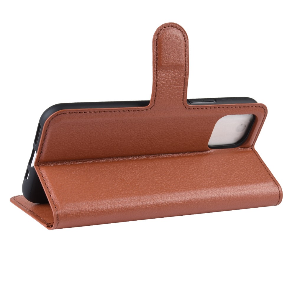  iPhone 11 Pro Fodral Litchi Läder Brun - Teknikhallen.se