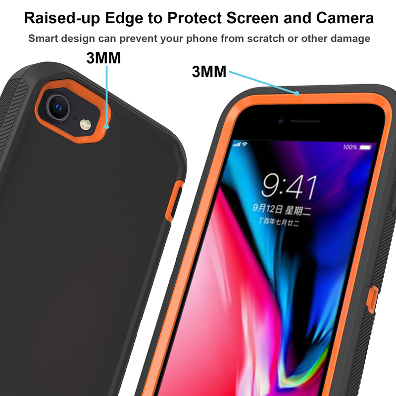  iPhone 7/8/SE (2020/2022) - Shockproof Hybrid Armor Skal - Svart/Orange - Teknikhallen.se