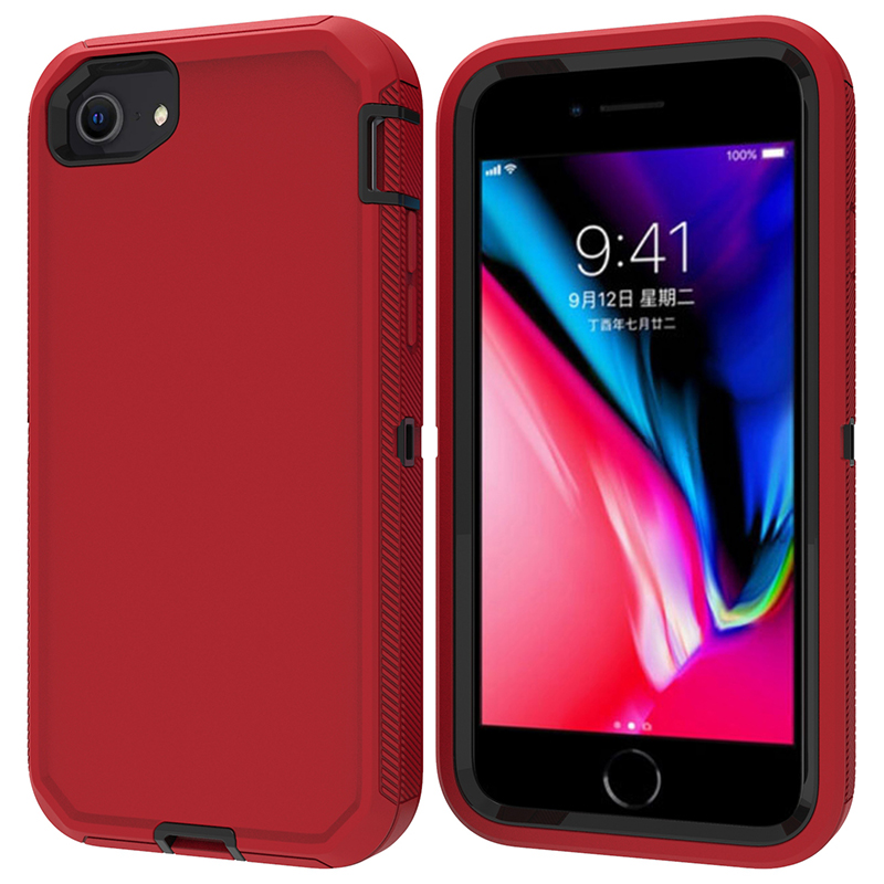  iPhone 7/8/SE (2020/2022) - Shockproof Hybrid Armor Skal - Röd - Teknikhallen.se