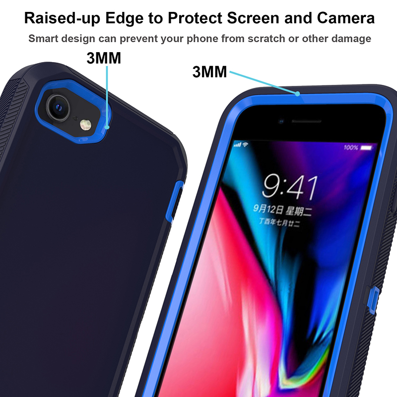  iPhone 7/8/SE (2020/2022) - Shockproof Hybrid Armor Skal - Mörk Blå/Blå - Teknikhallen.se