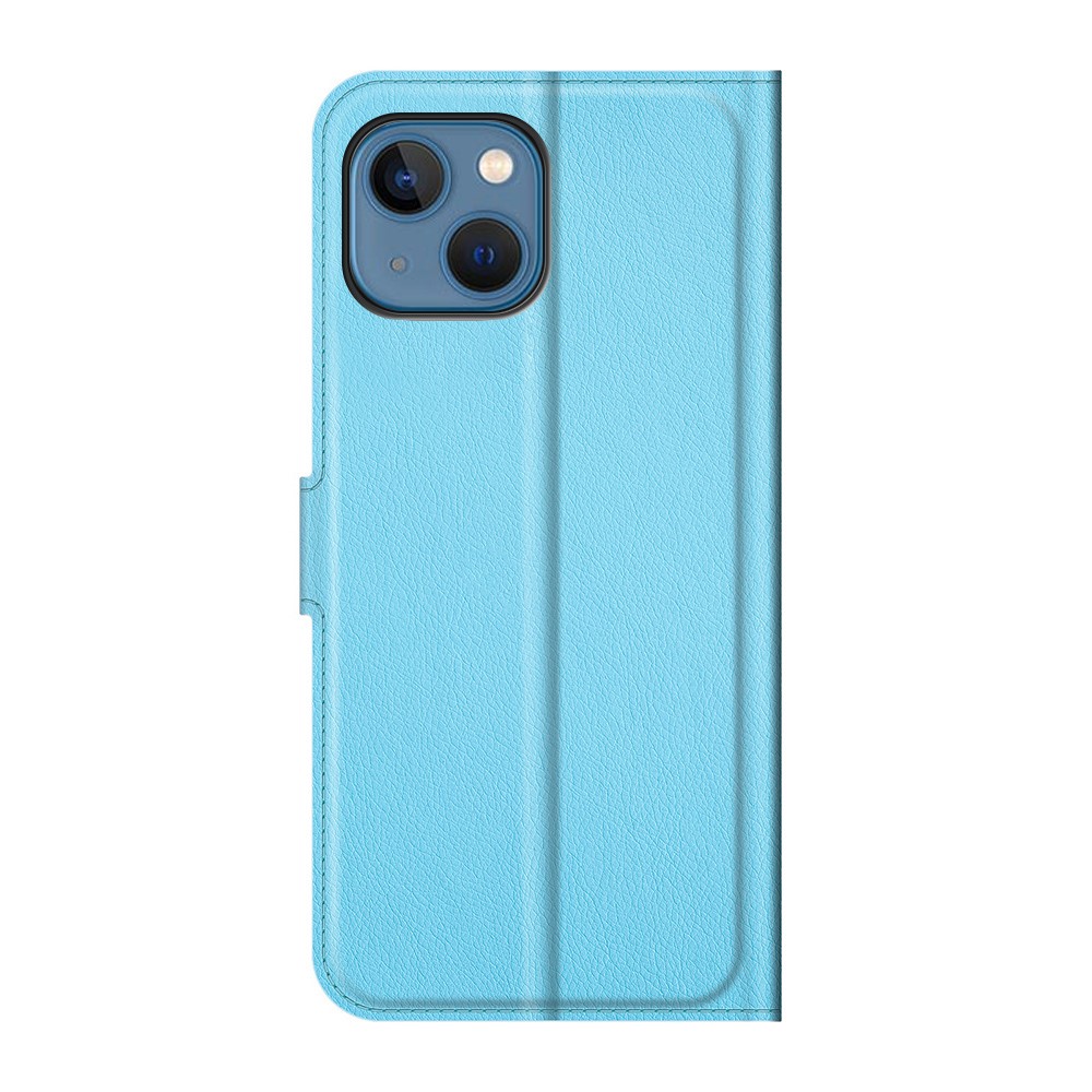  iPhone 13 Mini Fodral Litchi Läder Ljus Blå - Teknikhallen.se
