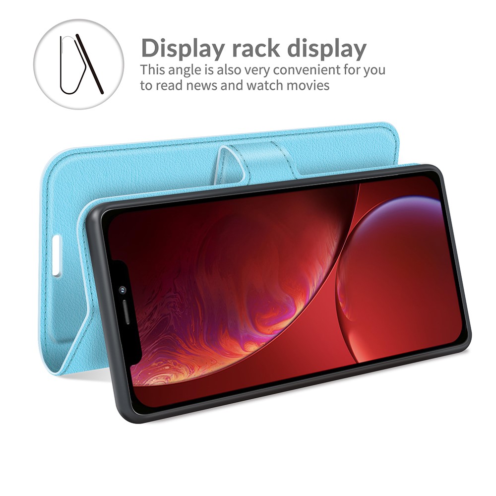  iPhone 13 Mini Fodral Litchi Läder Ljus Blå - Teknikhallen.se