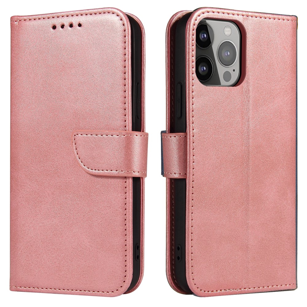  iPhone 13 Pro Max Plånboksfodral Läder Roséguld - Teknikhallen.se