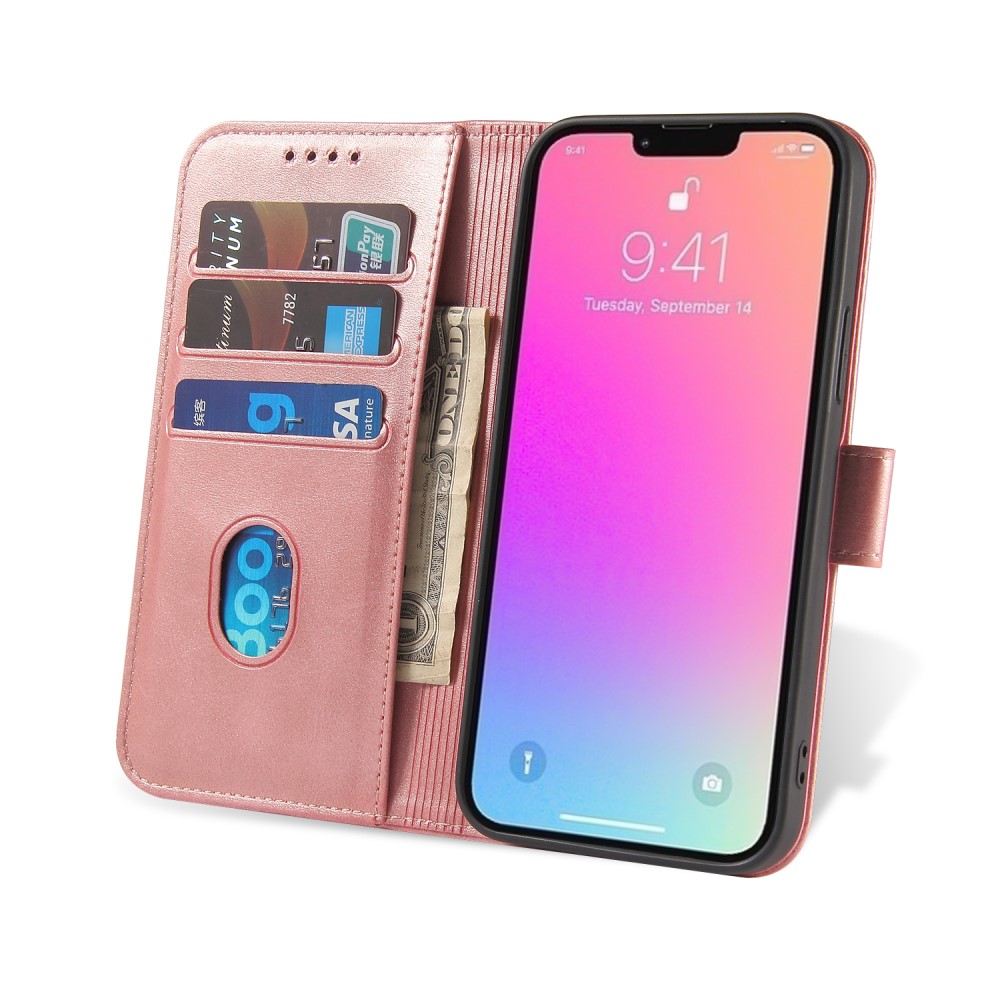  iPhone 13 Pro Max Plånboksfodral Läder Roséguld - Teknikhallen.se