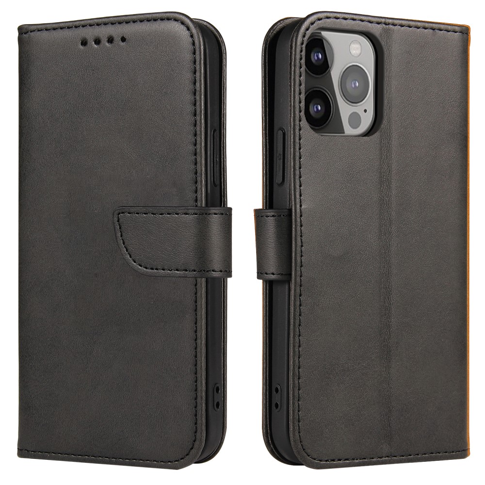  iPhone 13 Pro Max Plånboksfodral Läder Svart - Teknikhallen.se