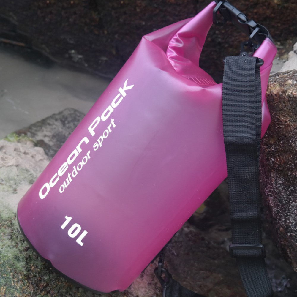  10L Genomskinlig Dry Bag Vattentät Sjösäck / Packpåse Rosa - Teknikhallen.se