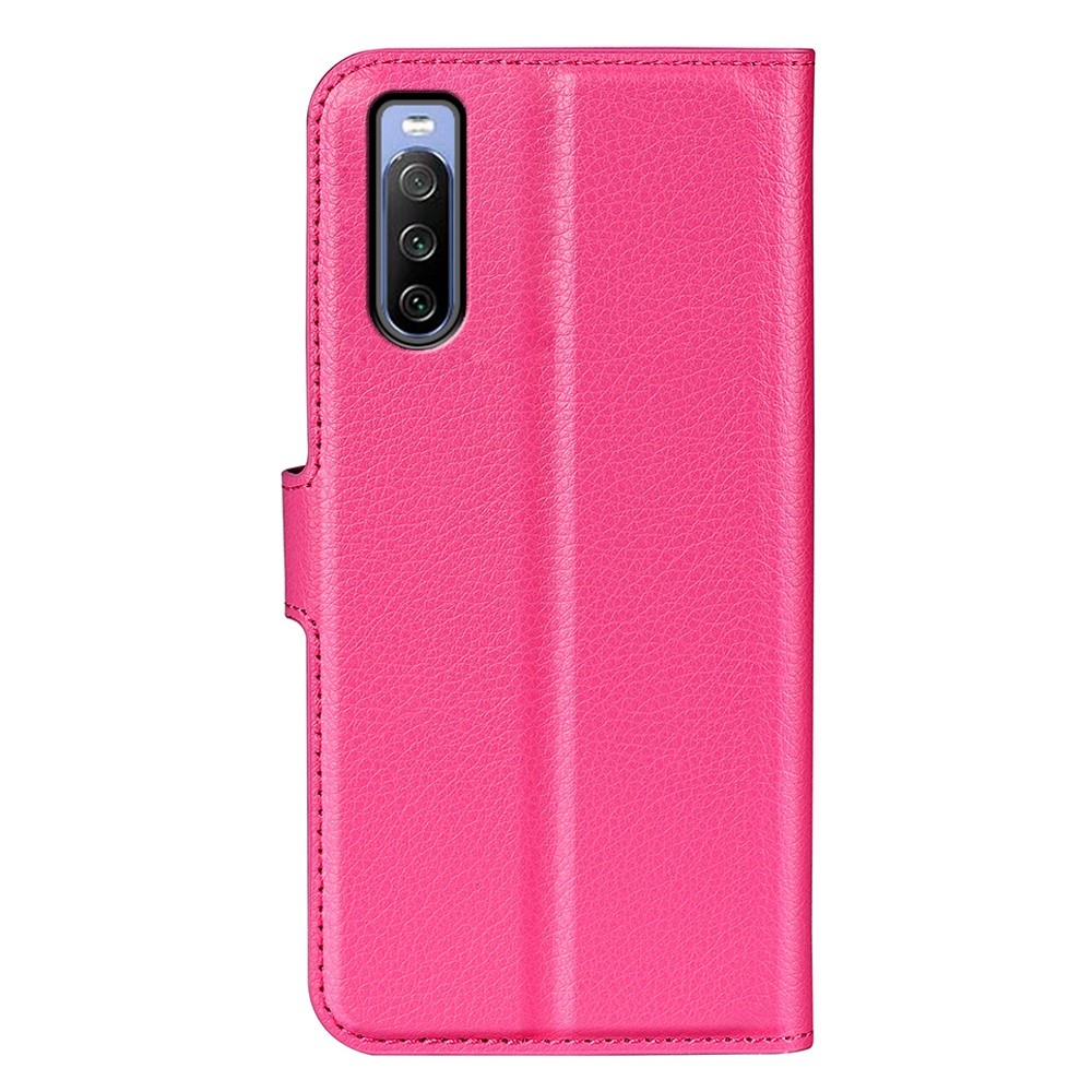  Sony Xperia 10 IV Fodral Litchi Läder Rosa - Teknikhallen.se