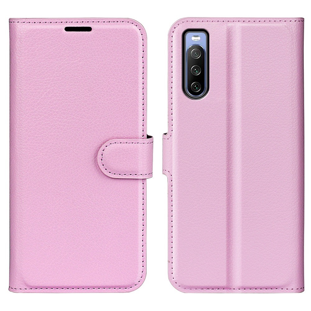  Sony Xperia 10 IV Fodral Litchi Läder Ljus Rosa - Teknikhallen.se