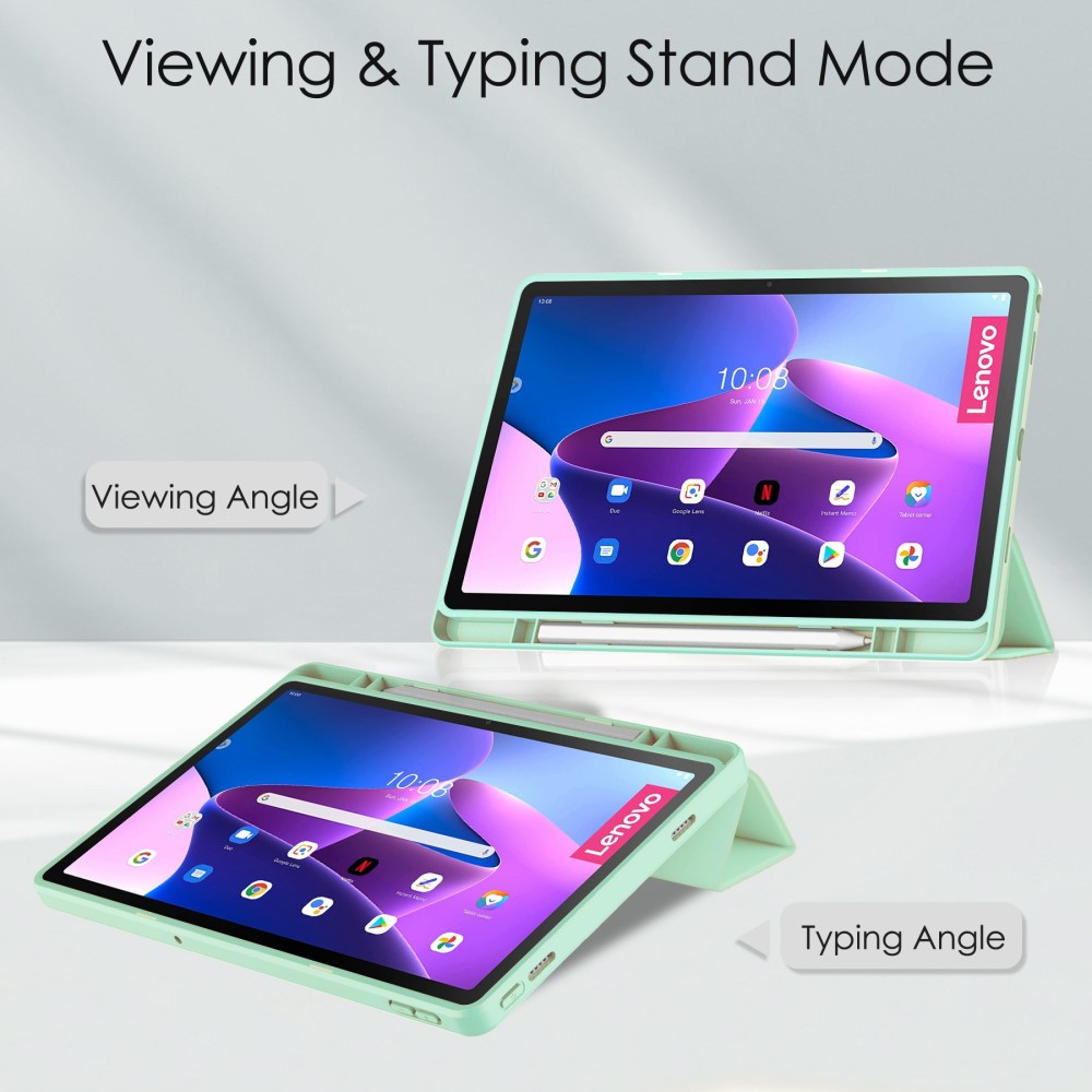  Lenovo Tab M10 Plus Gen 3 Fodral Tri-Fold Hybrid Grön - Teknikhallen.se