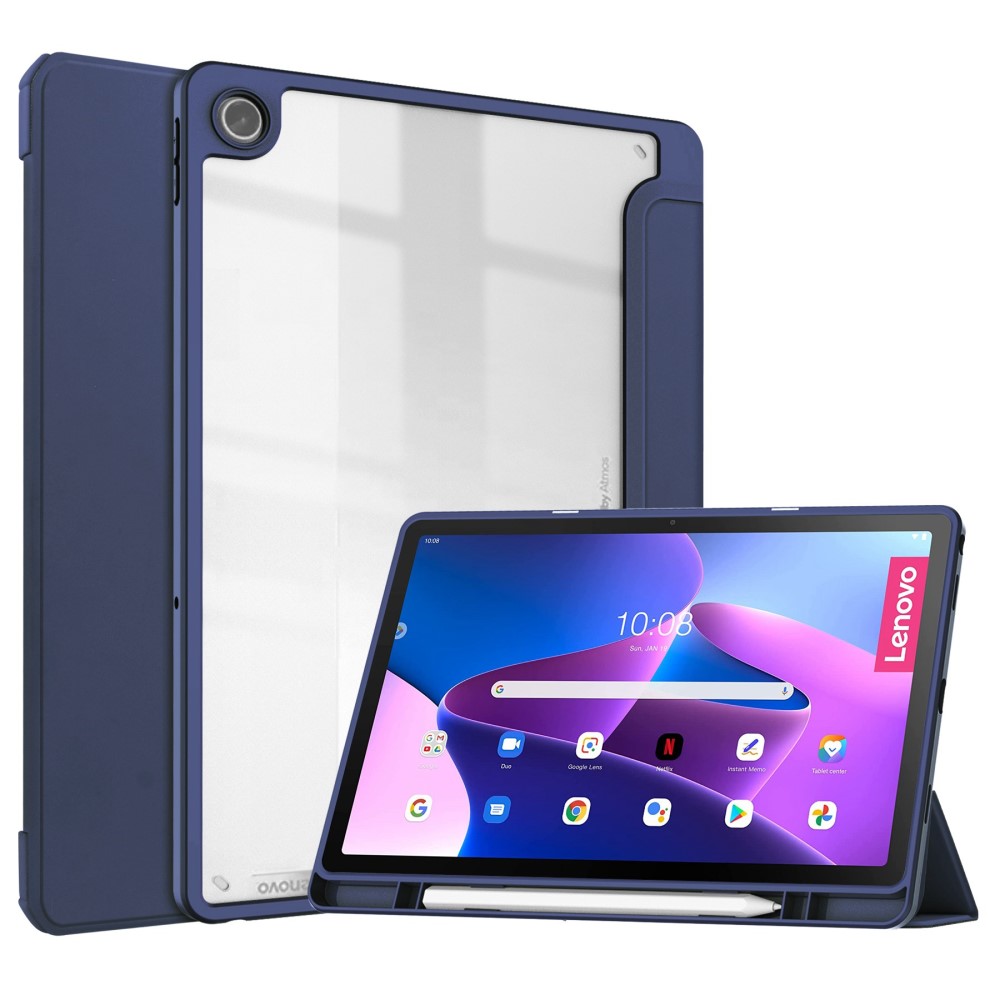  Lenovo Tab M10 Plus Gen 3 Fodral Tri-Fold Hybrid Mörk Blå - Teknikhallen.se