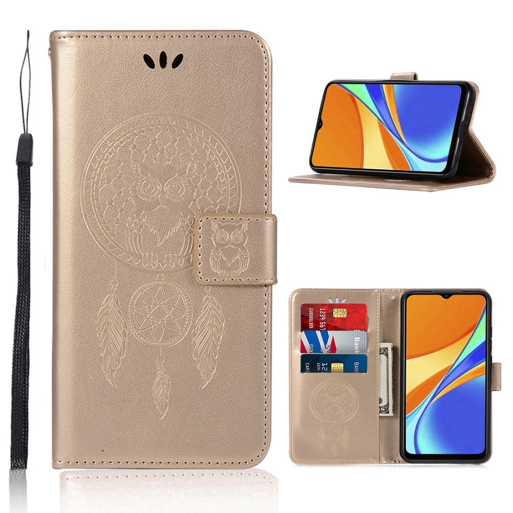  Xiaomi Redmi 9C Fodral Owl Dream Catcher Guld - Teknikhallen.se