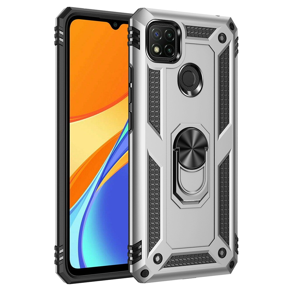  Xiaomi Redmi 9C Skal Ring Shockproof Silver - Teknikhallen.se