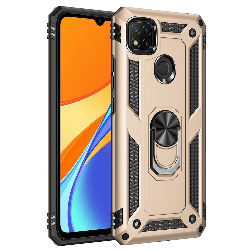  Xiaomi Redmi 9C Skal Ring Shockproof Guld - Teknikhallen.se