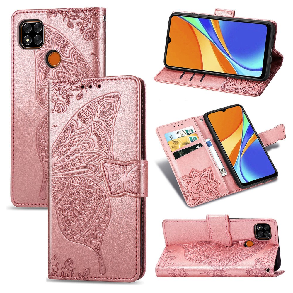  Xiaomi Redmi 9C Fodral Butterfly Rosguld - Teknikhallen.se