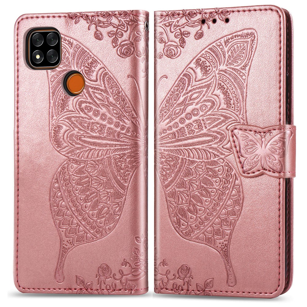  Xiaomi Redmi 9C Fodral Butterfly Rosguld - Teknikhallen.se