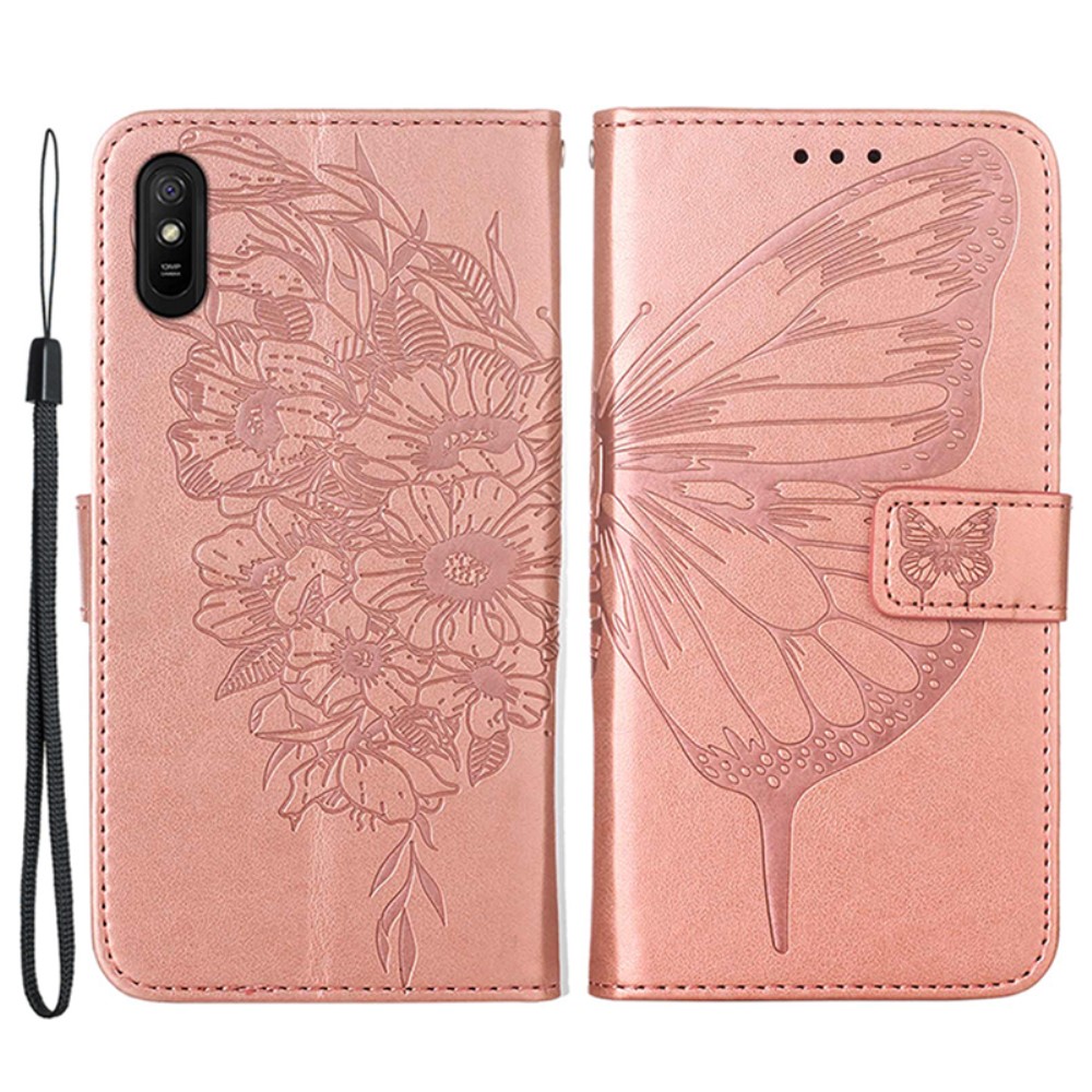  Xiaomi Redmi 9A / 9AT Fodral Butterfly Rosguld - Teknikhallen.se