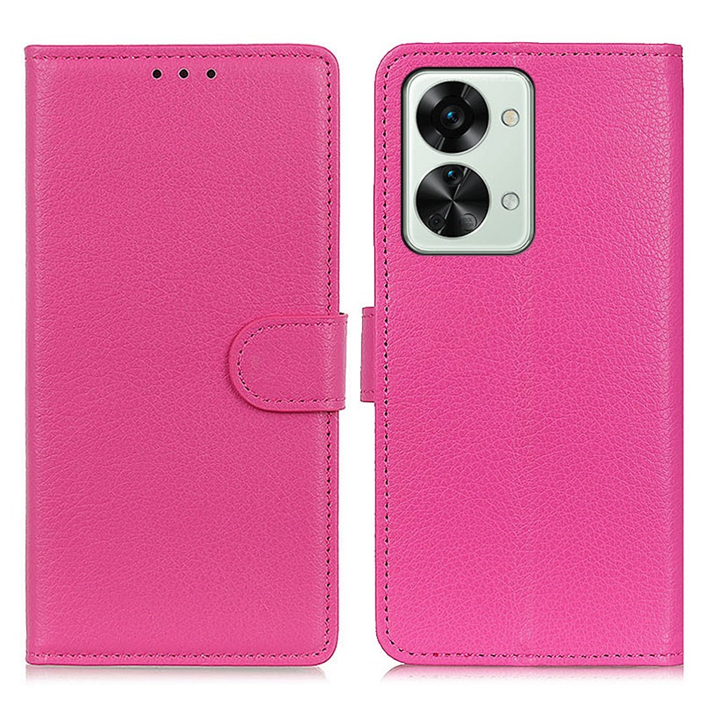  OnePlus Nord 2T 5G Fodral Litchi Läder Rosa - Teknikhallen.se