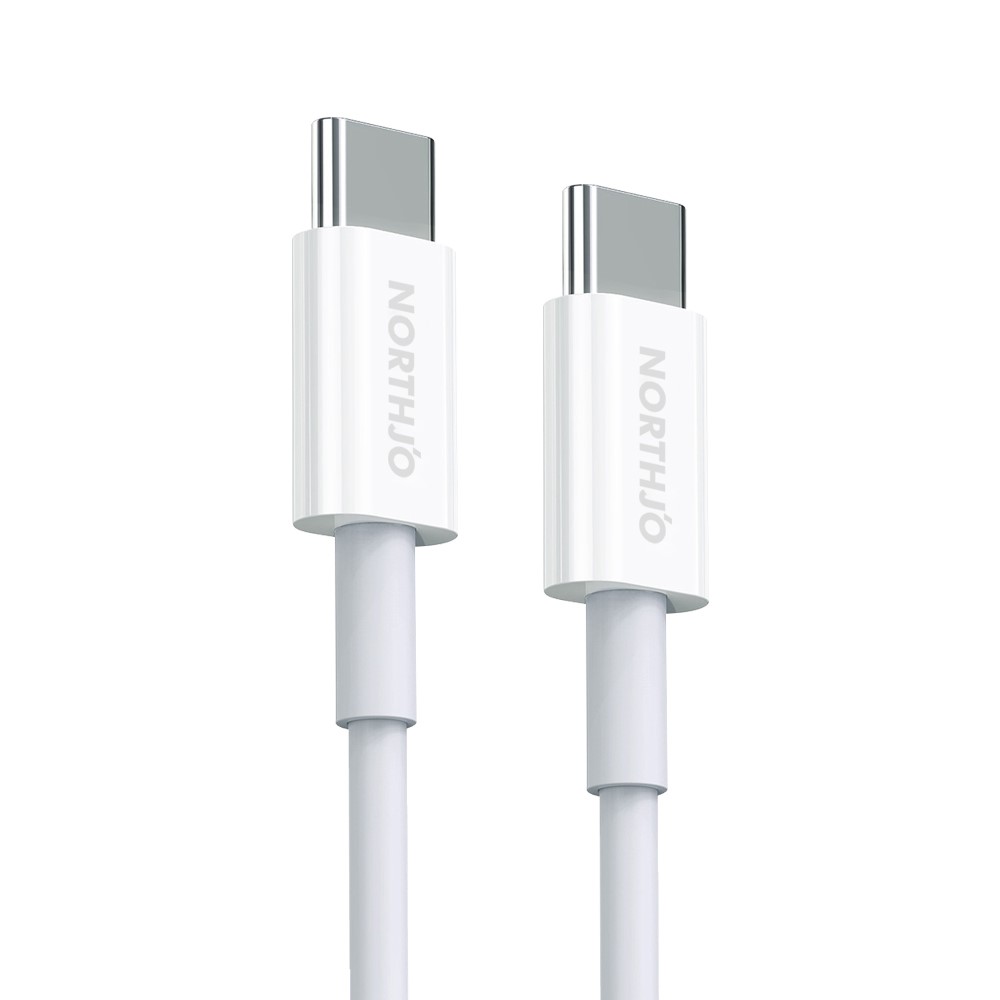 NORTHJO NORTHJO 2m 60W PD USB-C - USB-C Snabbladdnings Kabel Vit - Teknikhallen.se