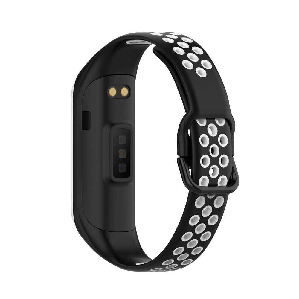  Samsung Galaxy Fit 2 SM-R220 Armband Ihligt Silikon Svart/Vit - Teknikhallen.se