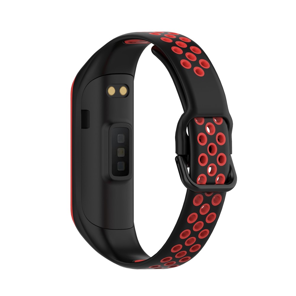  Samsung Galaxy Fit 2 SM-R220 Armband Ihligt Silikon Svart/Rd - Teknikhallen.se