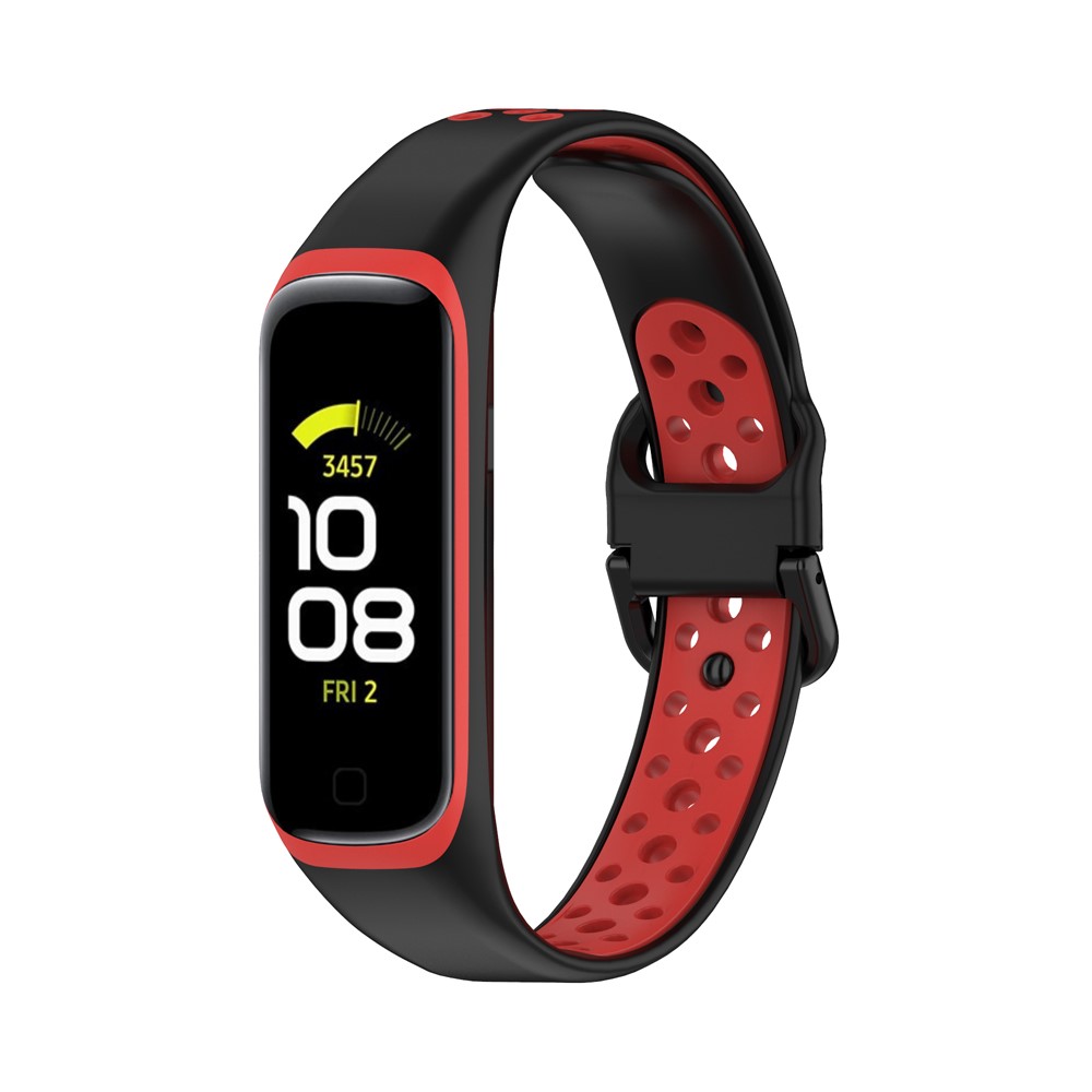  Samsung Galaxy Fit 2 SM-R220 Armband Ihligt Silikon Svart/Rd - Teknikhallen.se