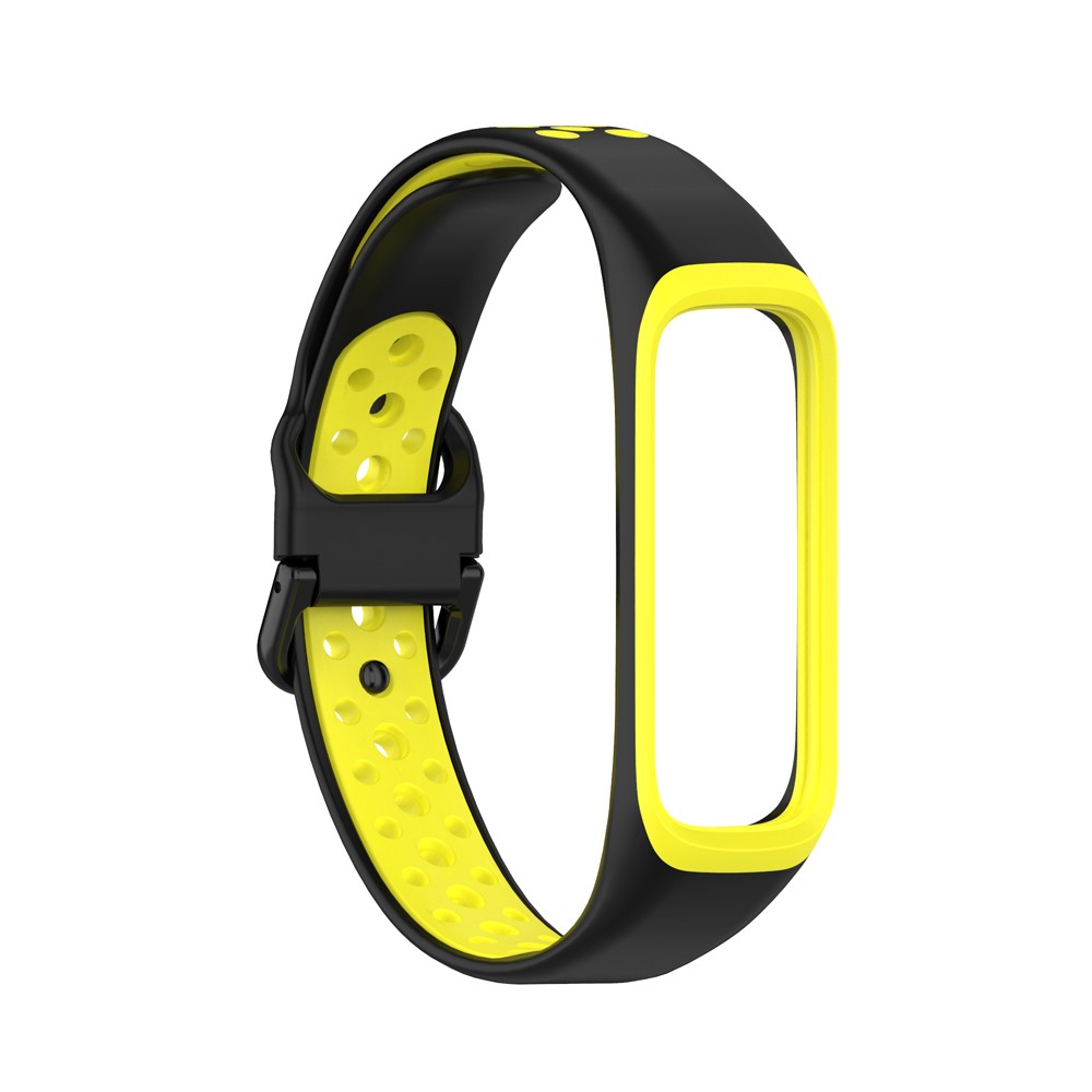  Samsung Galaxy Fit 2 SM-R220 Armband Ihligt Silikon Svart/Gul - Teknikhallen.se