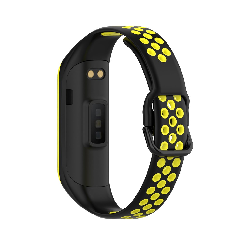  Samsung Galaxy Fit 2 SM-R220 Armband Ihligt Silikon Svart/Gul - Teknikhallen.se