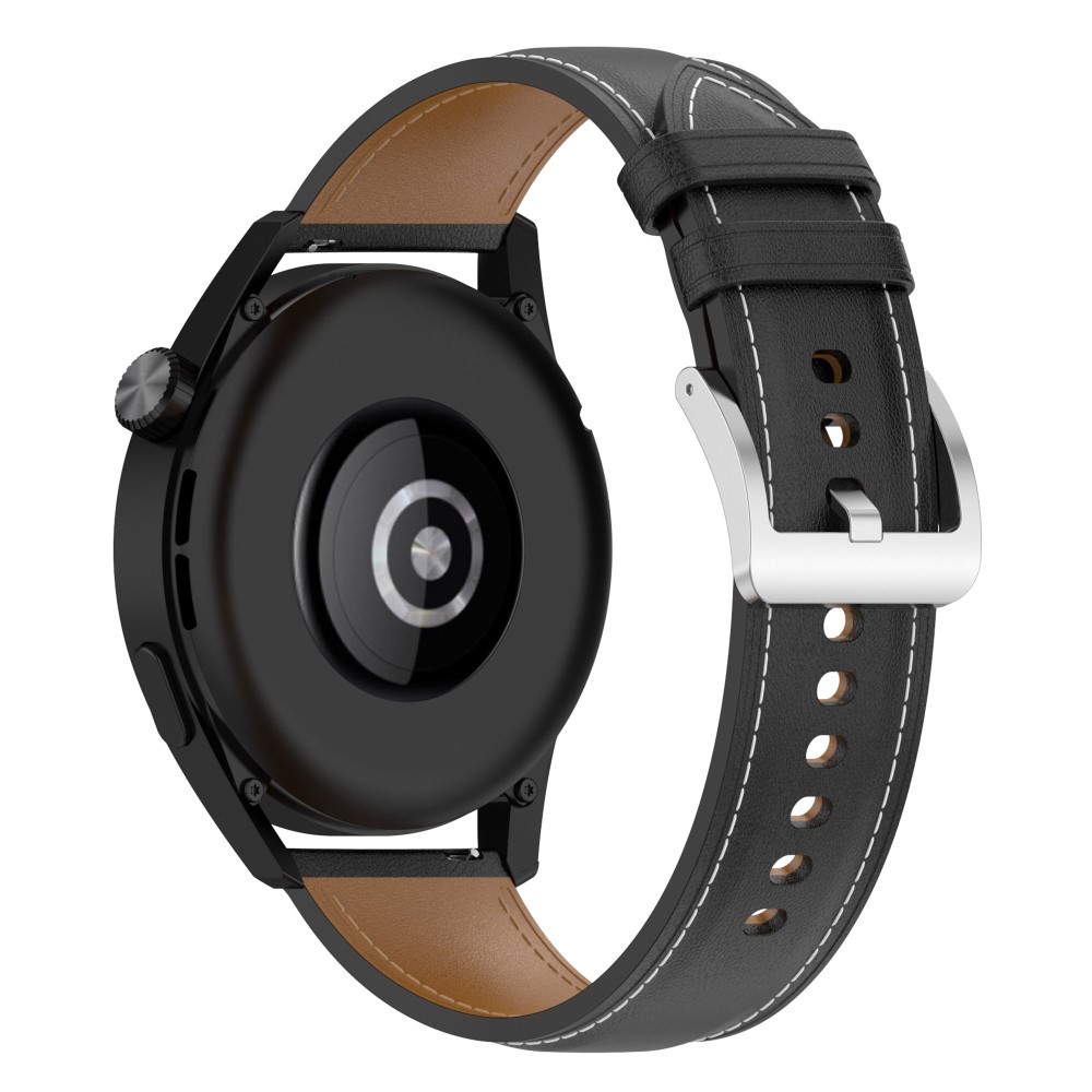  Äkta Läder Armband Smartwatch (22 mm) Svart - Teknikhallen.se