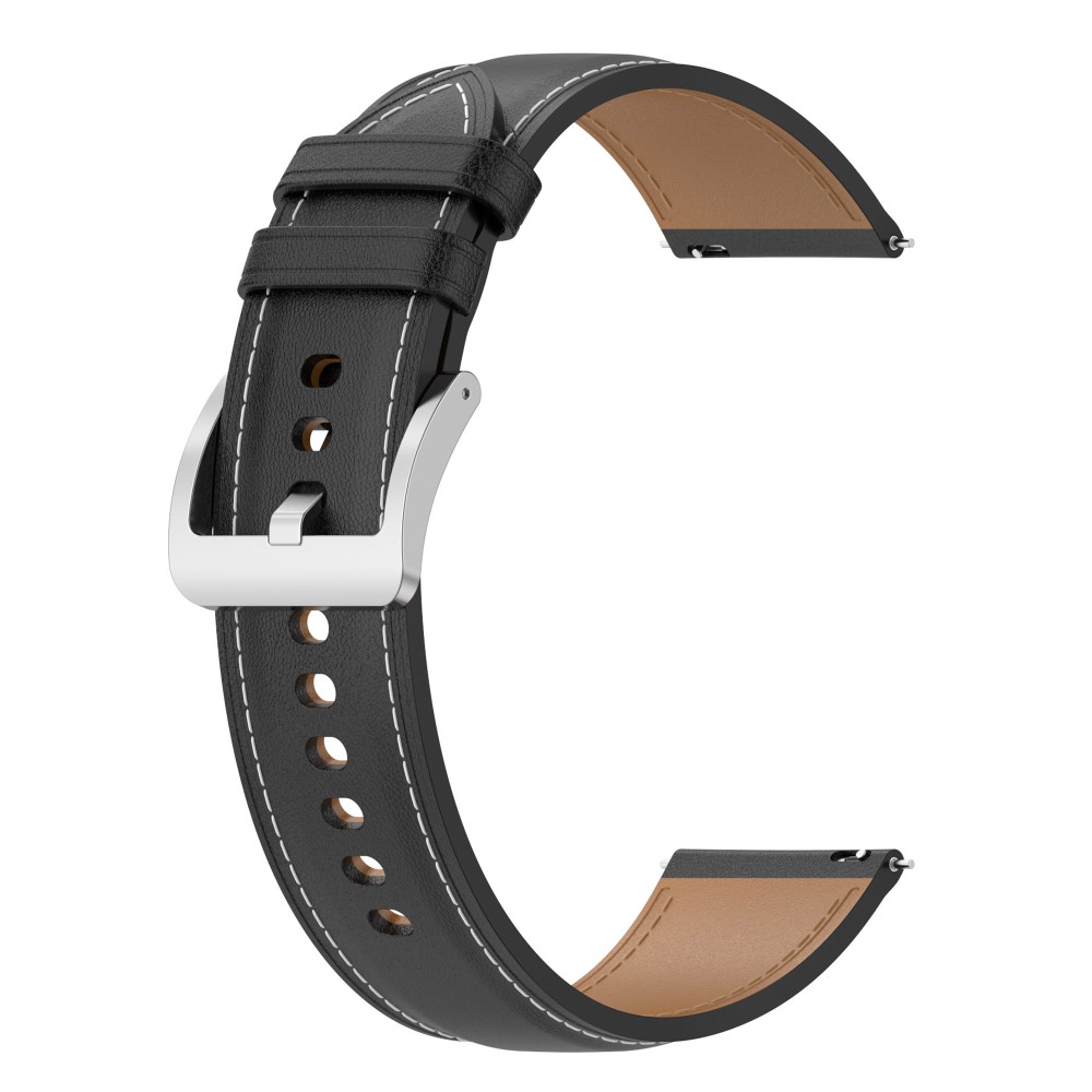  Äkta Läder Armband Smartwatch (22 mm) Svart - Teknikhallen.se