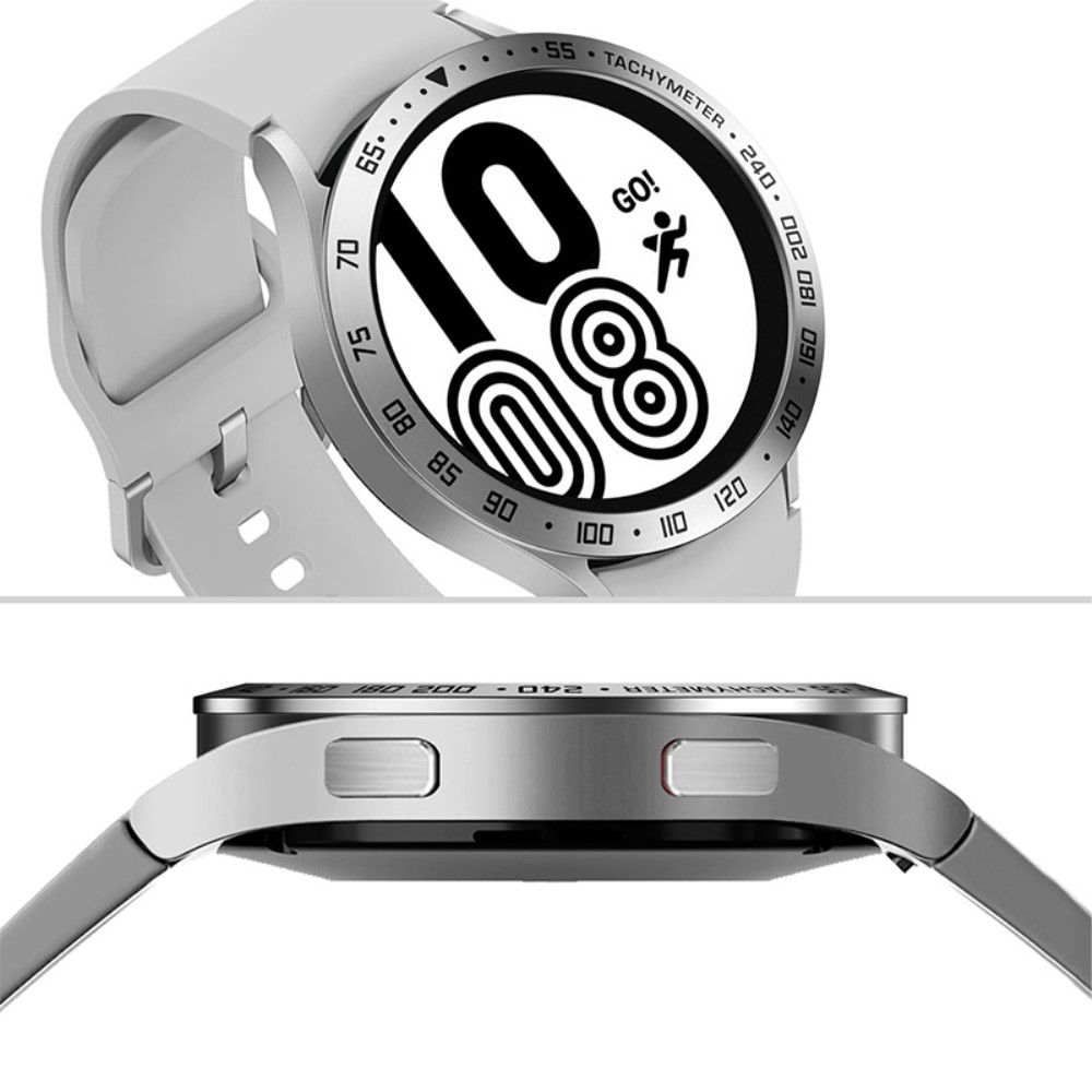  Bezel Skyddande Ring Galaxy Watch4 Classic 44 mm Silver/Svart - Teknikhallen.se