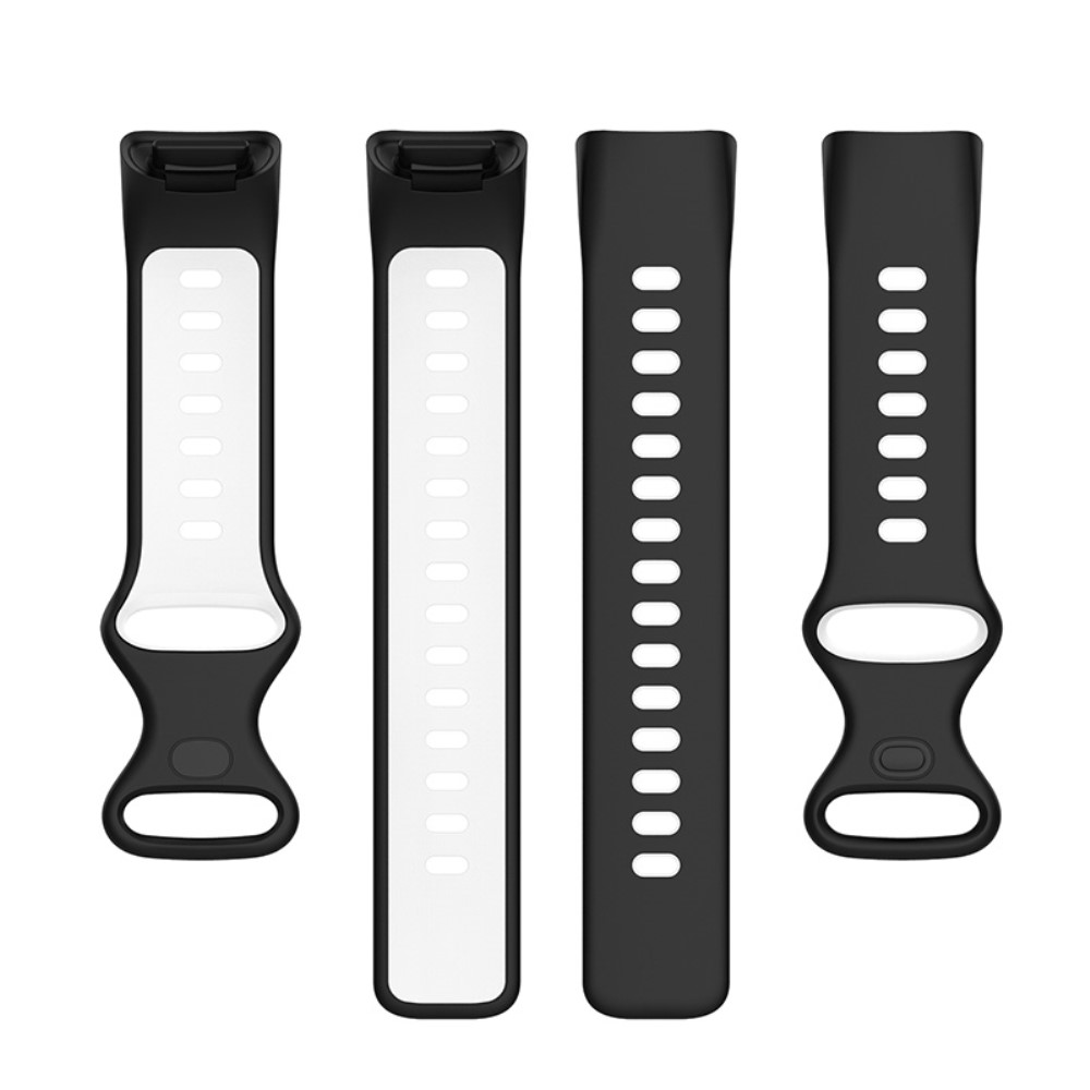  Fitbit Charge 6 / 5 Armband Silikon Tvfrgat Svart/Vit - Teknikhallen.se