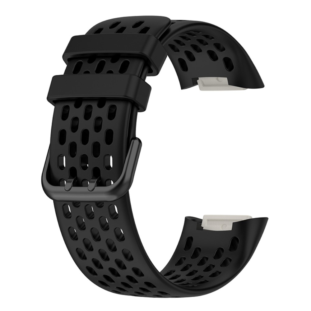  Fitbit Charge 6 / 5 Armband Silikon Ihligt Svart - Teknikhallen.se