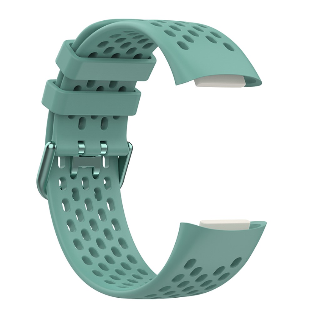  Fitbit Charge 6 / 5 Armband Silikon Ihligt Svartaktig Grn - Teknikhallen.se