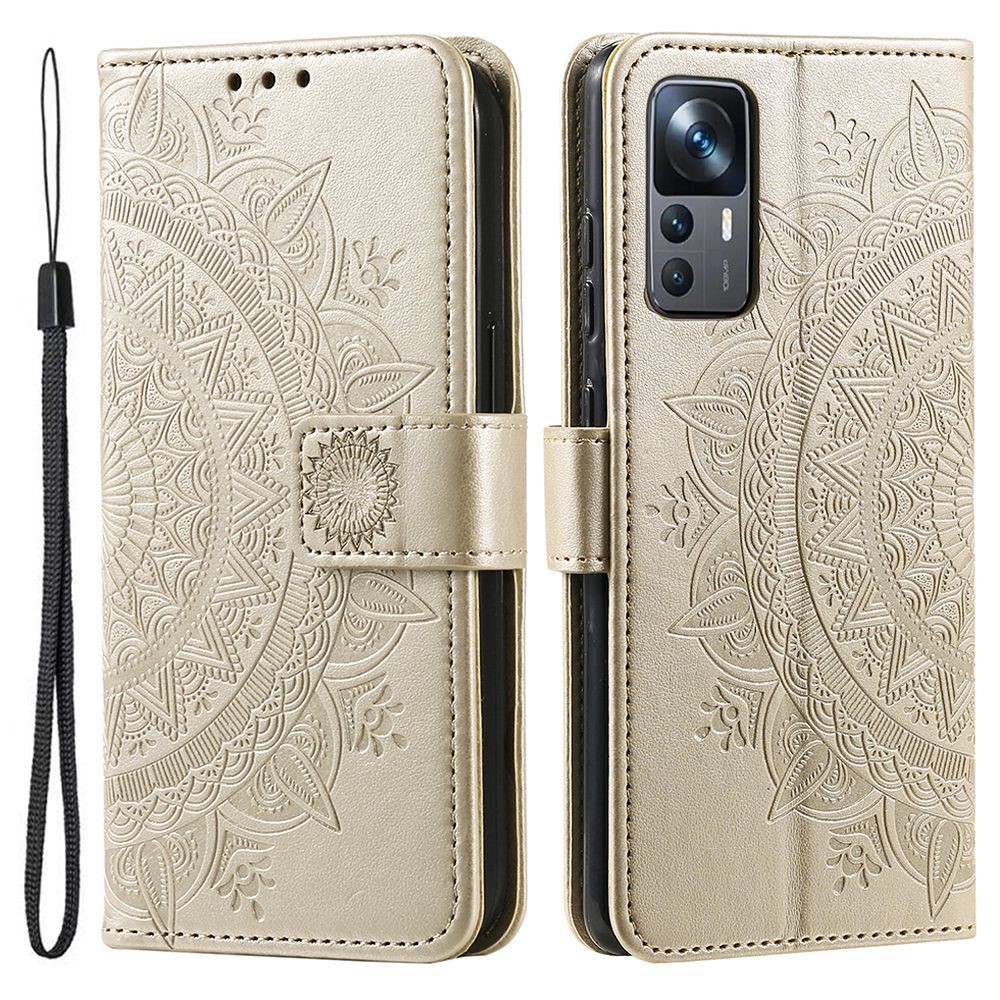  Xiaomi 12T / 12T Pro Fodral Mandala Läder Guld - Teknikhallen.se