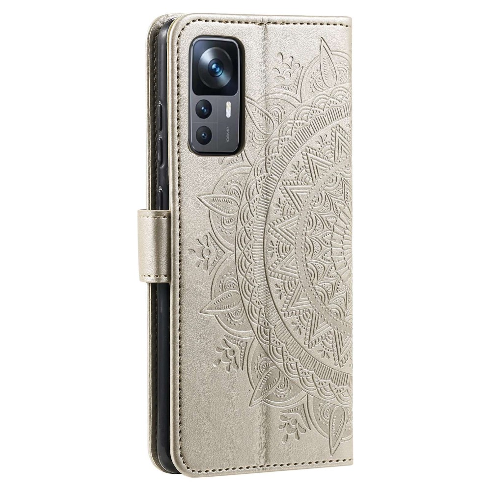  Xiaomi 12T / 12T Pro Fodral Mandala Läder Guld - Teknikhallen.se