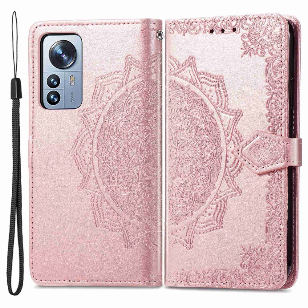  Xiaomi 12T / 12T Pro Fodral Mandala Läder Roséguld - Teknikhallen.se